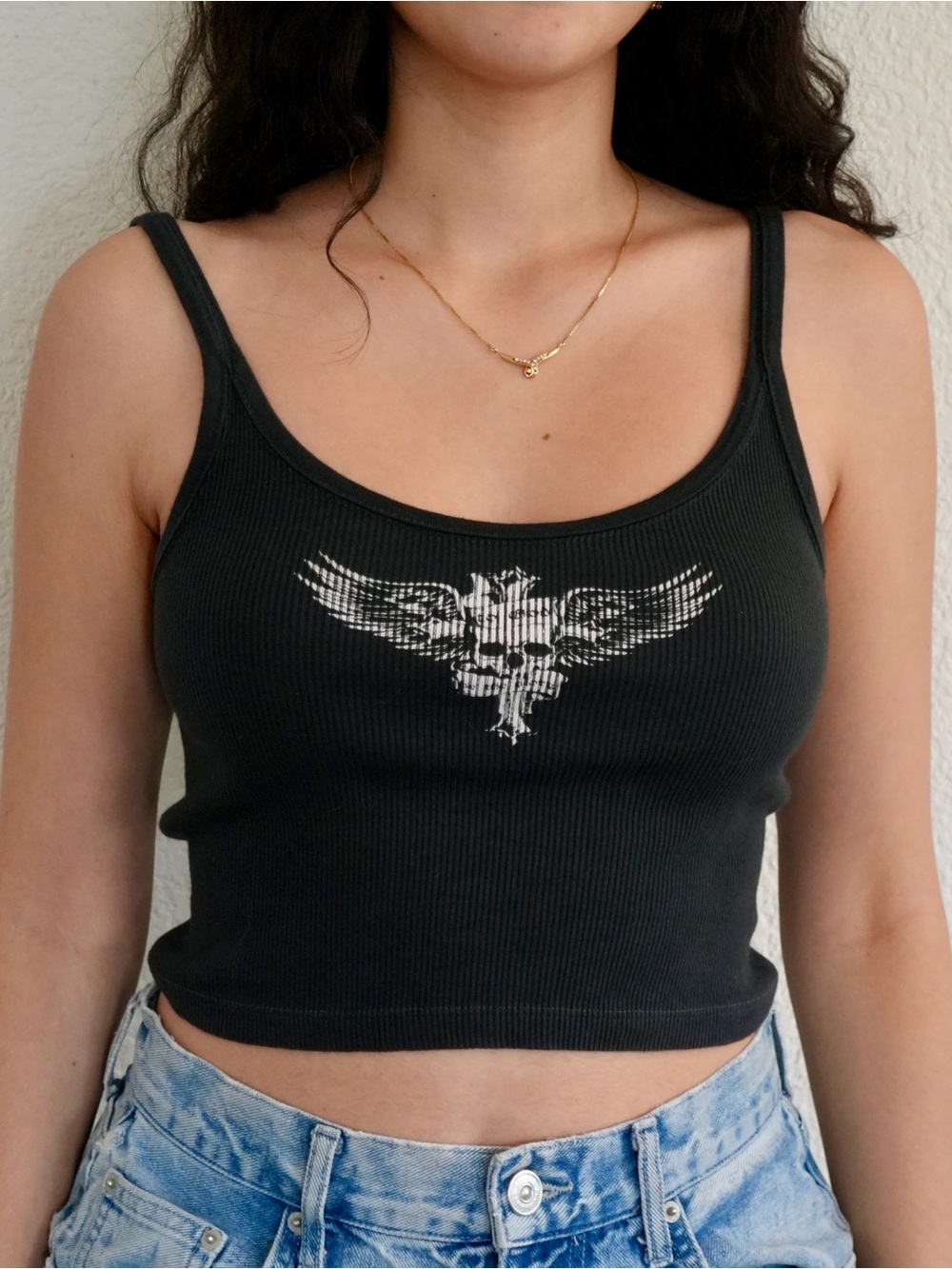 John Galliano Black Ribbed Tank Top